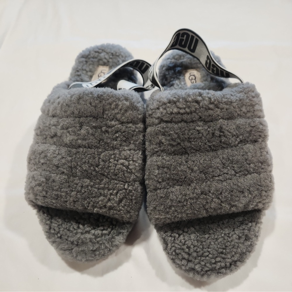 UGG Women's Gray Fluff Yeah Slip-On Slingback Sandals Shoes Size 10M